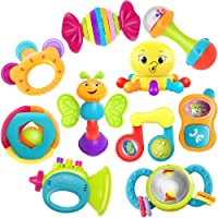 iPlay, iLearn 10pcs Baby Rattles Teether, Shaker, Grab and Spin Rattle, Musical Toy Set, Early Educational Toys for 0, 3…