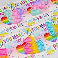 Valentines Day Gifts for Kids - 24 Valentines Cards with Pop Bubbles Bulk- Valentine Exchange for Girls Boys School…