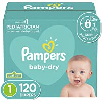 Diapers Newborn/Size 1 (8-14 lb), 120 Count - Pampers Baby Dry Disposable Baby Diapers, Super Pack