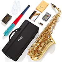 Mendini By Cecilio Eb Alto Saxophone - Case, Tuner, Mouthpiece, 10 Reeds, Pocketbook- MAS-BK r E Flat Musical…