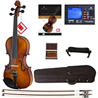Mendini By Cecilio Violin For Kids & Adults - Beginners Violins Kit For Student w/Case, Rosin, 2 Bows, Tuner, Lesson…