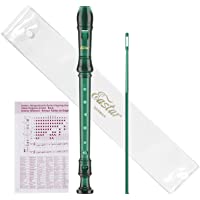 Eastar ERS-1GG German Soprano Recorder 8 Hole C Key 3 Piece Instrument With Fingering Chart Cleaning Rod and Bag,Dark…