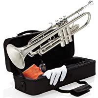 Mendini By Cecilio Bb Trumpet - Trumpets for Beginner or Advanced Student w/Case, Cloth, Oil, Gloves - Brass Musical…