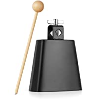 Vangoa 4 Inch Metal Steel Cow Bell Noise Maker with Stick for Drumset Percussion