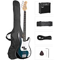 GLARRY Full Size Electric Bass Guitar Beginner Kit 4 String Exquisite Basswood Bass with 20W AMP, Cable, Strap, Bag and…