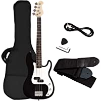 Goplus Electric Bass Guitar Full Size 4 String with Strap Guitar Bag Amp Cord (Black Bass 4 Straps)