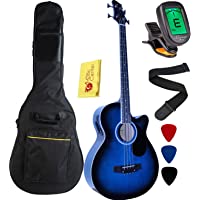 Vizcaya Full Size 4 Strings Cutaway Acoustic-Electric Bass Guitar With 4-Band Equalizer,5mm Padding Gig Bag,Strap, Picks…