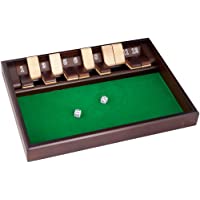 Hey! Play! Shut The Box Game - 12 Numbers (Includes Dice) Brown/Green, 1.375x12x8.75