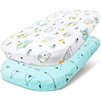 Stretchy Bassinet Sheet Set BROLEX 2 Pack Snug Fitted Cradle Fitted Sheets for Bassinet Pads/Mattress, for Boys Girls…