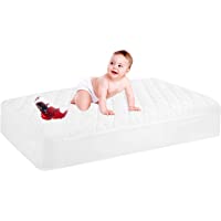 Waterproof Crib Mattress Protector, Quilted Fitted Baby Mattress Cover, Extra Soft Breathable Toddler Mattress Pad 52x28…