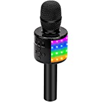 BONAOK Wireless Bluetooth Karaoke Microphone with Controllable LED Lights, Portable Handheld Karaoke Speaker Machine…