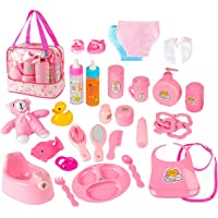 fash n kolor Doll Feeding Set | Set Includes Baby Doll, Doll Diapers, Diaper Bag, Magic Bottles, Potty and Bath Toys…