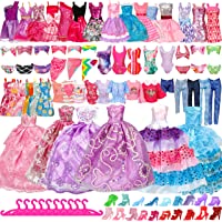 35 Pack Handmade Doll Clothes and Accessories Including 5 Wedding Gown Dresses 5 Fashion Dresses 4 Braces Skirt 3 Tops…