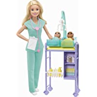 Barbie Baby Doctor Playset with Blonde Doll, 2 Infant Dolls, Exam Table and Accessories, Stethoscope, Chart and Mobile…