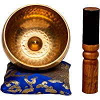 Tibetan Singing Bowl Set with Healing Mantra Engravings — Lingam Handcrafted Meditation Sound Bowl — Yoga, Healing…