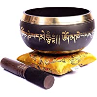 Tibetan Singing Bowl Set - Easy To Play Authentic Handmade For Meditation Sound 7 Chakra Healing By Himalayan Bazaar