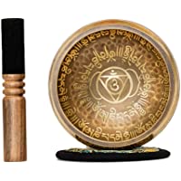 Tibetan Singing Bowl Set 4.2 inch with Holy Buddhist Mantra and Sacred Third Eye Symbol from Nepal~ Antique design…