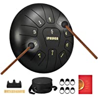 IPHUNGO Steel Tongue Drum 11 Notes 10 Inch Dia Percussion - Tank Drum Handpan Drum Instruments with Mallets,Travel Bag…