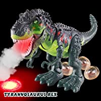 Electronic Walking Dinosaur T-Rex with Simulated Flame Spray Fire Breathing, Water Mist Spray, Laying Eggs, Light Up…