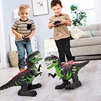 TEMI 8 Channels 2.4G Remote Control Dinosaur Toy for Kids Boys Girls, Electric RC Toys Walking Tyrannosaurus Rex with…
