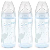 NUK Smooth Flow Anti-Colic Bottle,Blue Elephant 10 Oz, 3 Pack