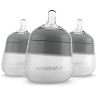 Nanobébé Flexy Silicone Baby Bottle, Anti-Colic, Natural Feel, Non-Collapsing Nipple, Non-Tip Stable Base, Easy to Clean…