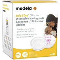Medela Safe & Dry Ultra Thin Disposable Nursing Pads, 60 Count Breast Pads for Breastfeeding, Leakproof Design, Slender…