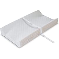 Summer Infant Contoured Changing Pad, 16” x 32”, White Comfortable & Secure Baby with Security Strap and Two High Curved…