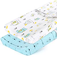 Stretchy-Changing-Pad-Covers-BROLEX Carddle Sheet Set for Baby Boys Girls,2 Pack Jersey Knit,Arrow & Owl