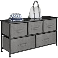 mDesign Steel Frame, Wood Top Horizontal Cloth Storage Dresser with Large Furniture Room Decor Organizer Cabinet Bins…