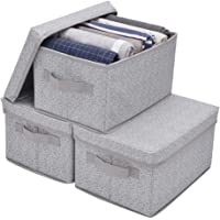 GRANNY SAYS Gray Storage Bins with Lids, Storage Boxes for Clothes, Closet Organizers and Storage Containers, Medium, 3…
