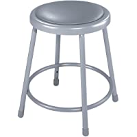 National Public Seating 6418 Steel Stool with 18" Vinyl Upholstered Seat, Grey