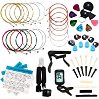 LOMEVE Guitar Accessories Kit Include Acoustic Guitar Strings, Tuner, Capo, 3-in-1 Restring Tool, Picks, Pick Holder…