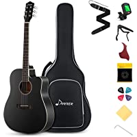 Donner Black Acoustic Guitar Kit for Beginner Adult Full Size Cutaway Acustica Guitarra Starter Bundle Set with Gig Bag…