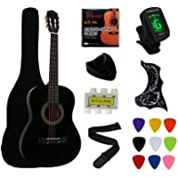 YMC 38" Black Beginner Acoustic Guitar Starter Package Student Guitar with Gig Bag,Strap, 3 thickness 9 picks,2…