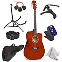 Master-play Beginner Full Size 41” Wood Cutaway All String Acoustic Guitar, With Bonus Accessories Kit, Case, Strap…