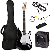 RockJam Electric Guitar Superkit with 10-watt Amp, Gig Bag, Picks & Online Lessons 6 String Pack, Right, Black, Full…