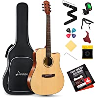Donner Beginner Adult Acoustic Guitar with Free Online Lesson Full Size Cutaway Acustica Guitarra Bundle Kit with Bag…