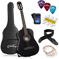 Ashthorpe 38-inch Beginner Acoustic Guitar Package (Black), Basic Starter Kit w/Gig Bag, Strings, Strap, Tuner, Pitch…