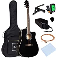 Best Choice Products 41in Beginner Acoustic Guitar Full Size All Wood Cutaway Guitar Starter Set Bundle with Case, Strap…