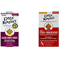 Little Remedies Infant Fever and Nose Solution Pack (1- Infant Fever & Pain Reliever 2 oz, 1- Saline Spray and Drops 0.5…