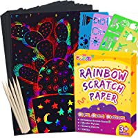 pigipigi Scratch Paper Art for Kids - 59 Pcs Magic Rainbow Scratch Paper Off Set Scratch Crafts Arts Supplies Kits Pads…