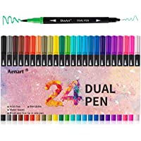 Dual Tip Art Marker Pens Fine Point Journal Pens & Colored Brush Markers for Kid Adult Coloring Books Drawing Planner…