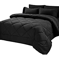 CozyLux Twin Bed in a Bag Comforter Sets with Comforter and Sheets 5 Pieces for Girls and Boys Black All Season Bedding…