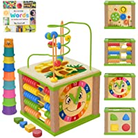 TOYVENTIVE Wooden Kids Baby Activity Cube - Boys Gift Set | One 1, 2 Year Old Boy Gifts Toys | Developmental Toddler…
