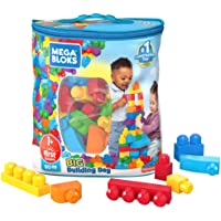 Mega Bloks First Builders Big Building Bag with Big Building Blocks, Building Toys for Toddlers (80 Pieces) - Blue Bag 3…