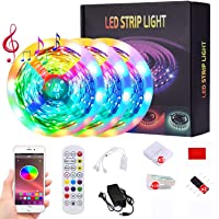 Led Lights,50ft Led Strip Lights Music Sync Color Changing 5050 RGB LED Light Strips Kit, Built-in Mic,App Control with…