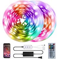 QZYL 50 Feet Led Strip Lights Home,Led Lights for Bedroom,Music Sync Color Changing Flexible Timing Rope Lights,44 Key…