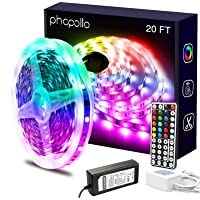 PHOPOLLO Led Lights 20ft for Bedroom Color Changing Luces Led para Decoracion RGB DIY Color Option with Power Supply and…