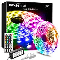 DAYBETTER Led Lights 30ft, Led Strip Lights with Remote and Power Supply Flexible, RGB Color Changing Led Lights for…